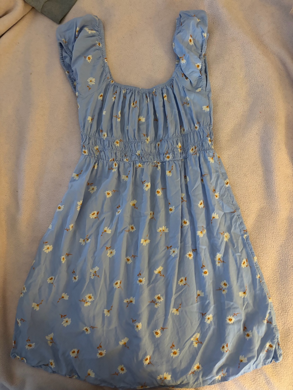 Billabong Light Blue Daisy Print Smocked Waist Girls Dress
